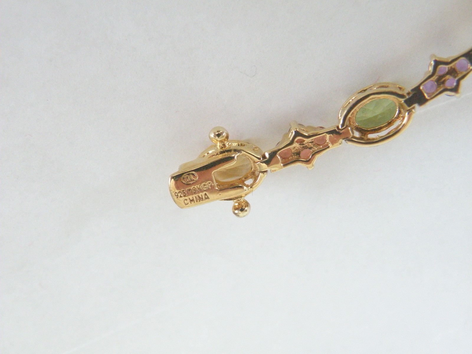 Zales 18K Gold on Sterling Silver 925 Multi Gemstone Tennis Bracelet Fits 7.5″
