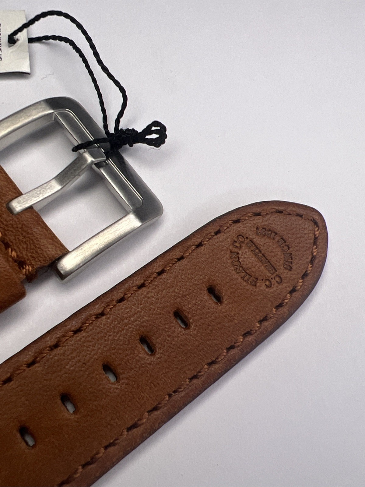 Filson Cognac Brown 22mm x 22mm Leather Watch Strap w/ Steel Tang Clasp