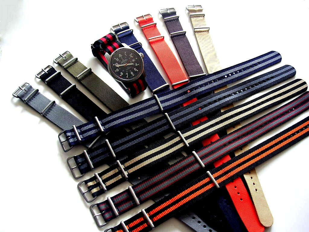 22mm Bonded striped NATO G10 Premium nylon watch strap 2 pak Stitched IW SUISSE