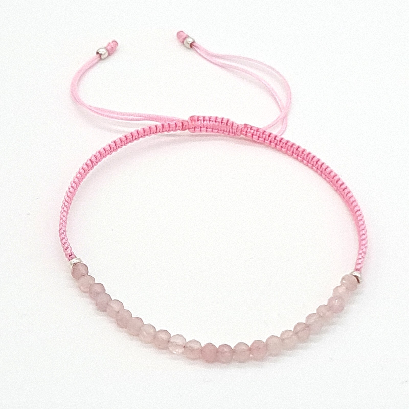 Gemstone Bracelet with Rose Quartz, Handmade