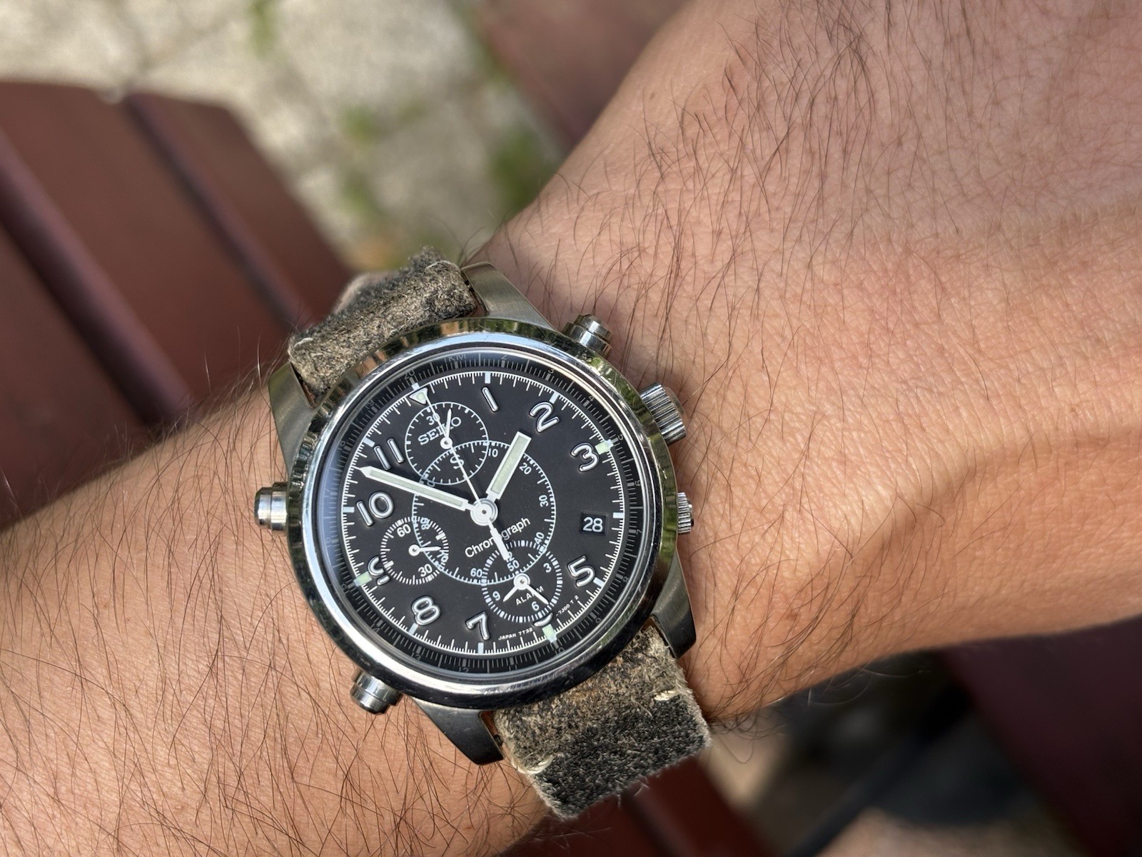 Vintage【Near MINT】Seiko 7T32-7E90 Black Chronograph Men’s Wrist Watch From JAPAN