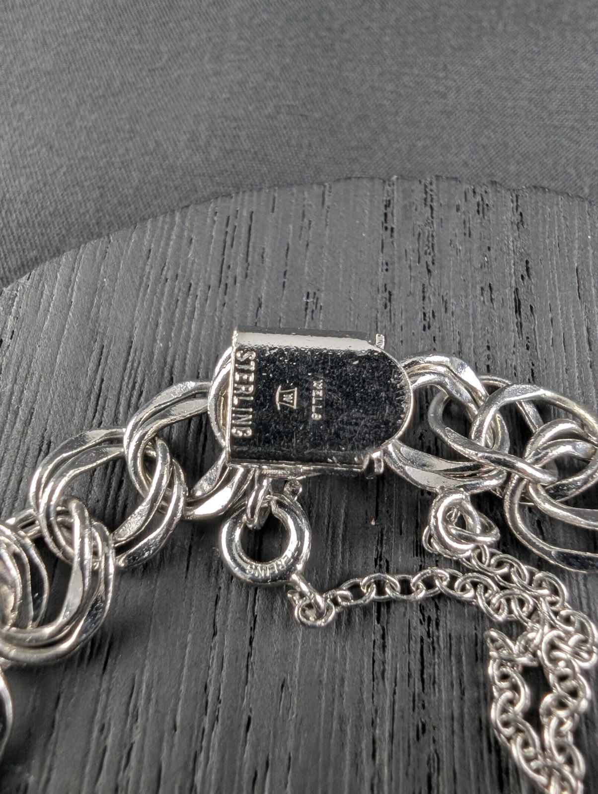 Wells Sterling Silver Double Link Charm Bracelet Safety Chain 7.5in 11.4g