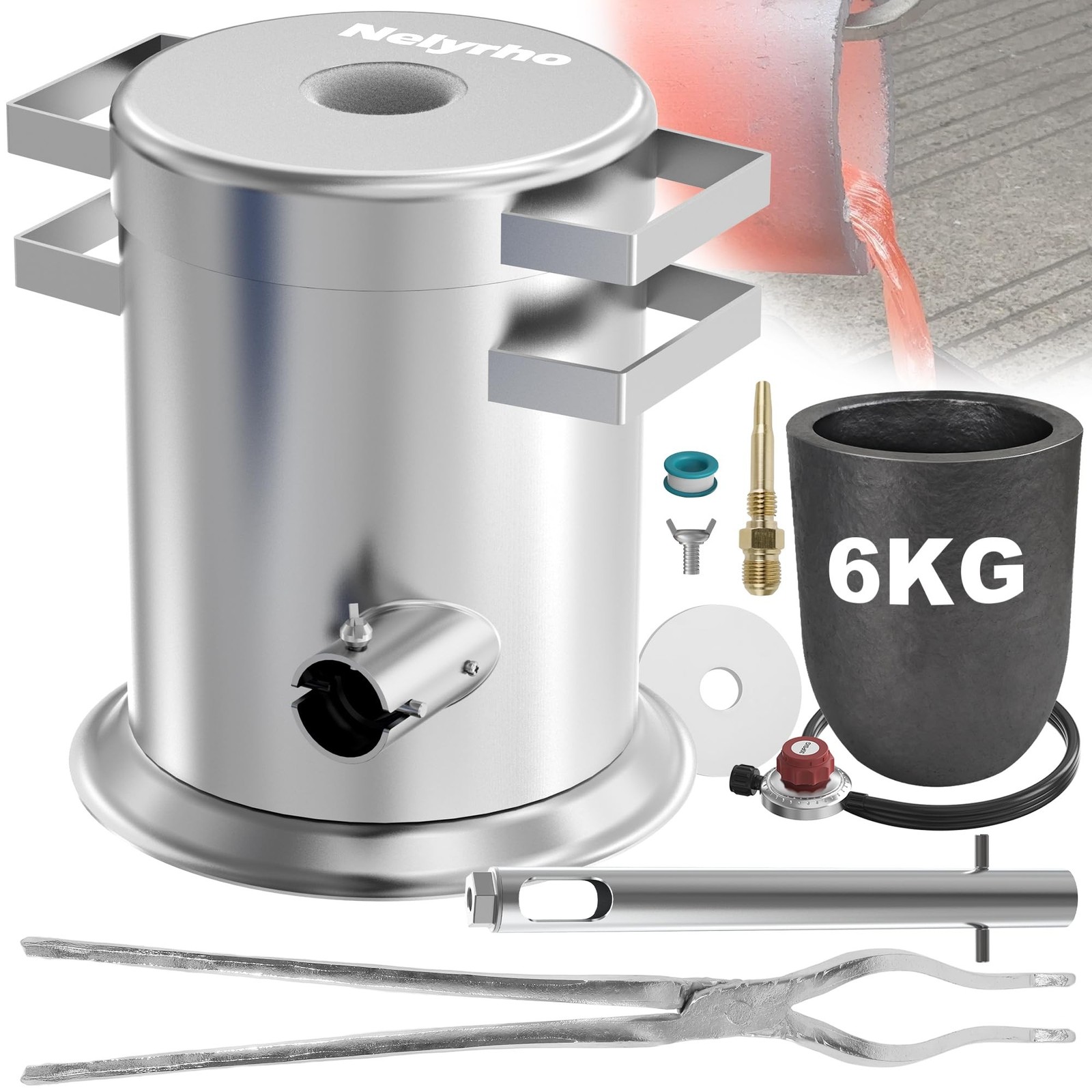Nelyrho 6KG Smelting Furnace Kit – Full Stainless Steel Foundry with Crucible…