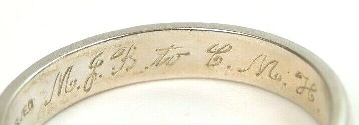 Antique Art Deco Art Carved 14K White Gold Wedding Band Ring Size 6 UK-L1/2
