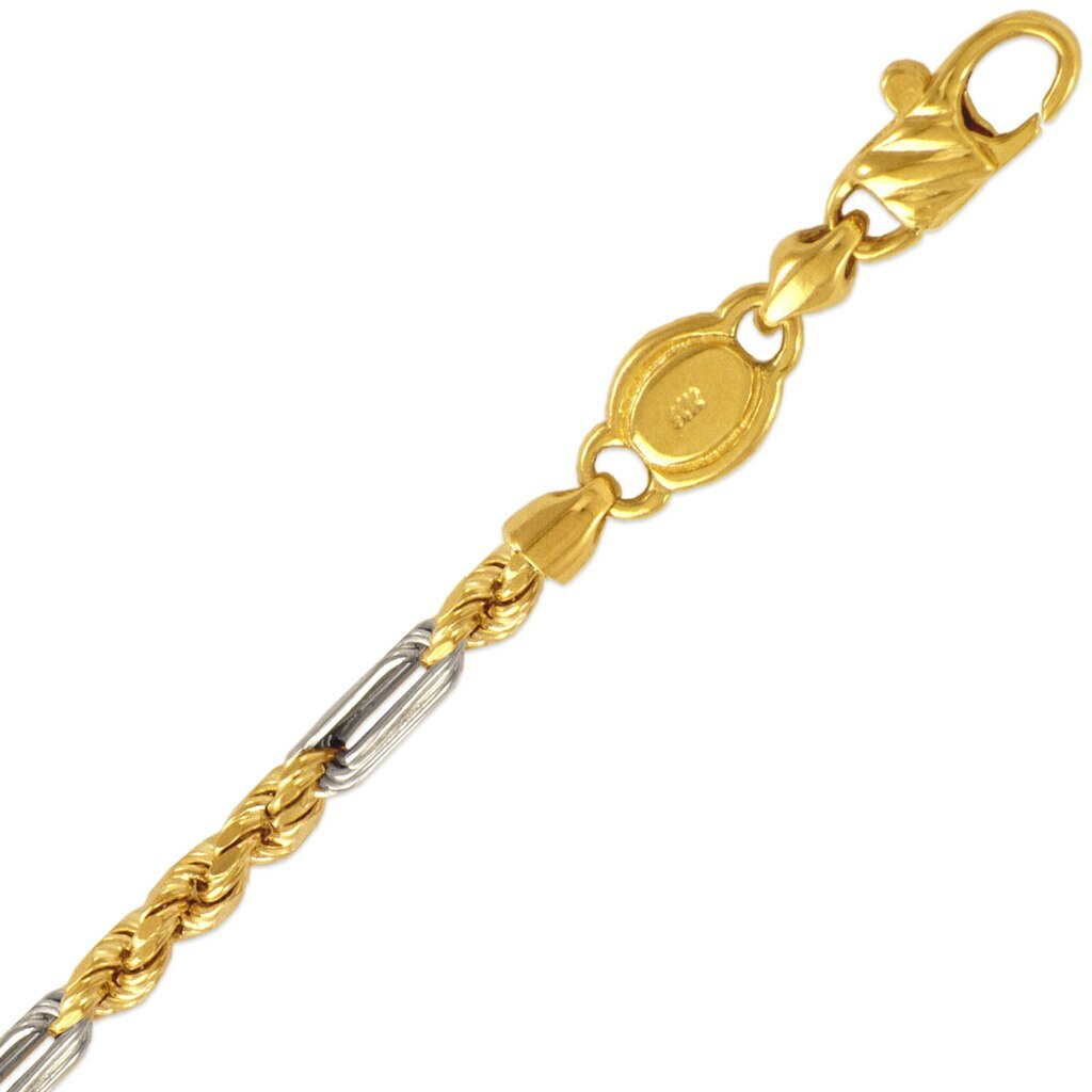 14K Two Tone Figarope Chain Necklace Men’s/Women’s 3mm 16″-26″