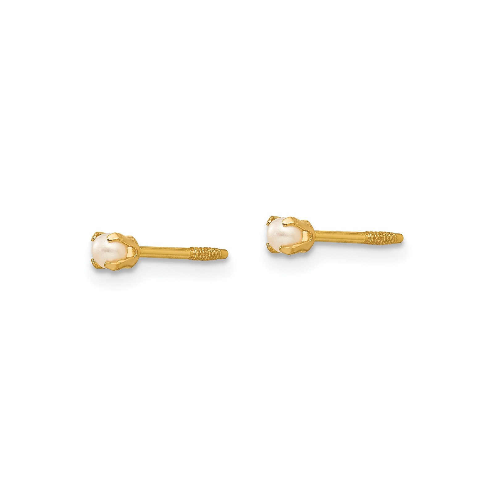14k Yellow Gold Childrens Baby Freshwater Pearl Screw Back Earrings