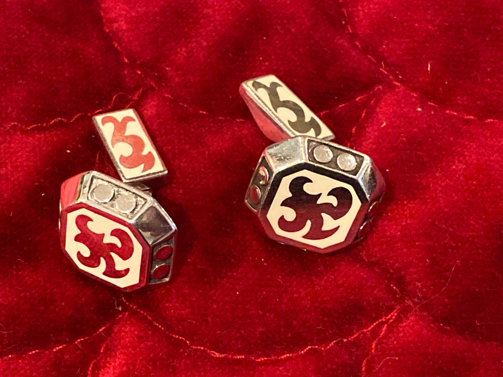 John Hardy Sterling DAYAK Cufflinks Enamel 925 RARE!