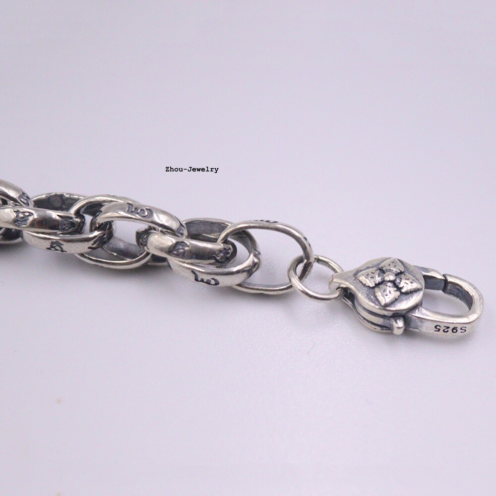 Pure 925 Sterling Silver Chain 8.5mm Sutra Oval Link Bracelet 28-30g 8.26 INCH