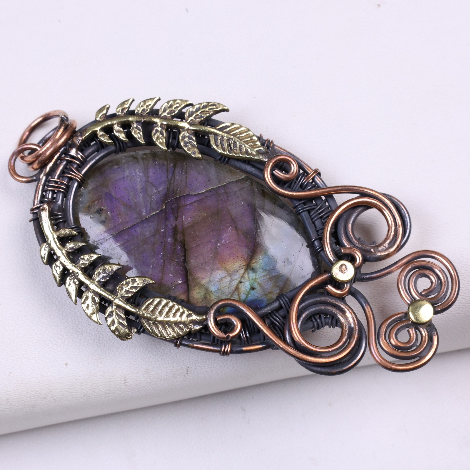 Labradorite Copper Wire Wrap Pendant Gemstone Jewelry 6.6’cm