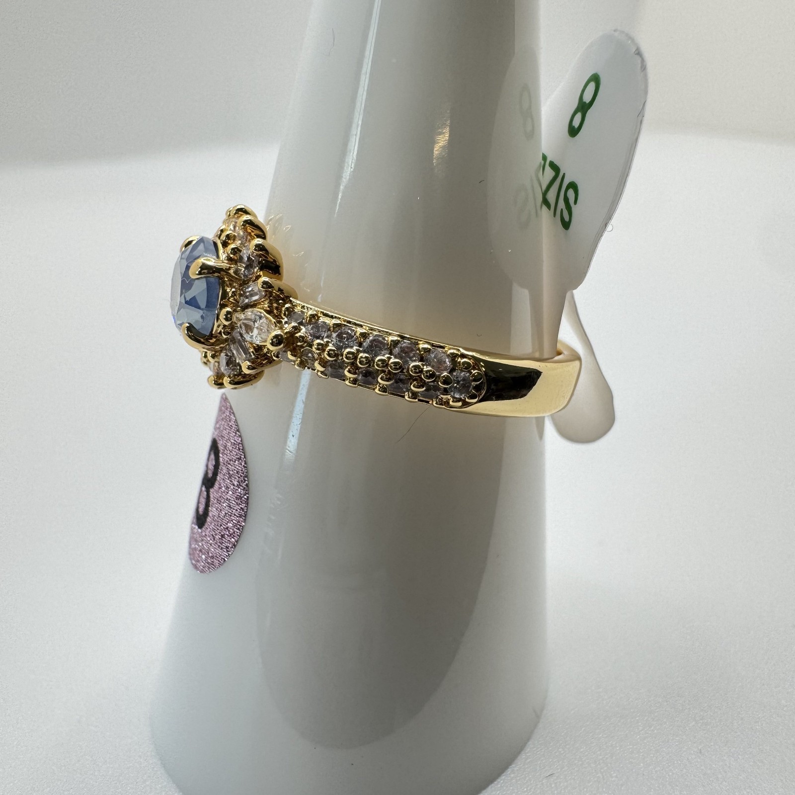 Sz 8 Bomb Party Ring RG24193 Hidden In Plain Facets – Lab Created Blue Moonstone