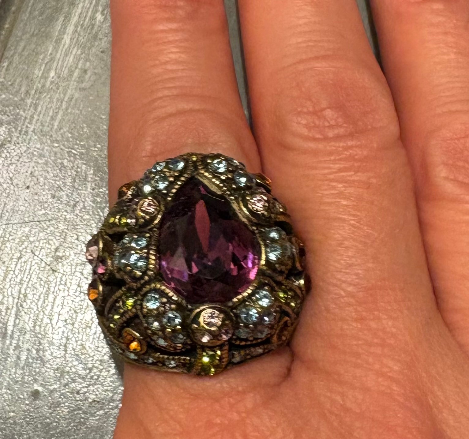 Heidi Daus Ring , weighs 18 grams, multiple stones, see photos for details
