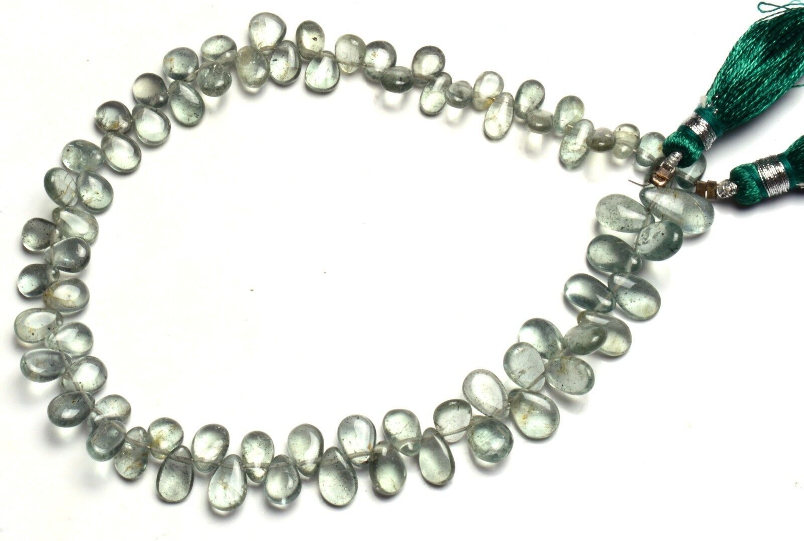 Natural Gem Moss Aquamarine Smooth 7x5MM Approx. Pear Shape Briolette Beads 9.5″