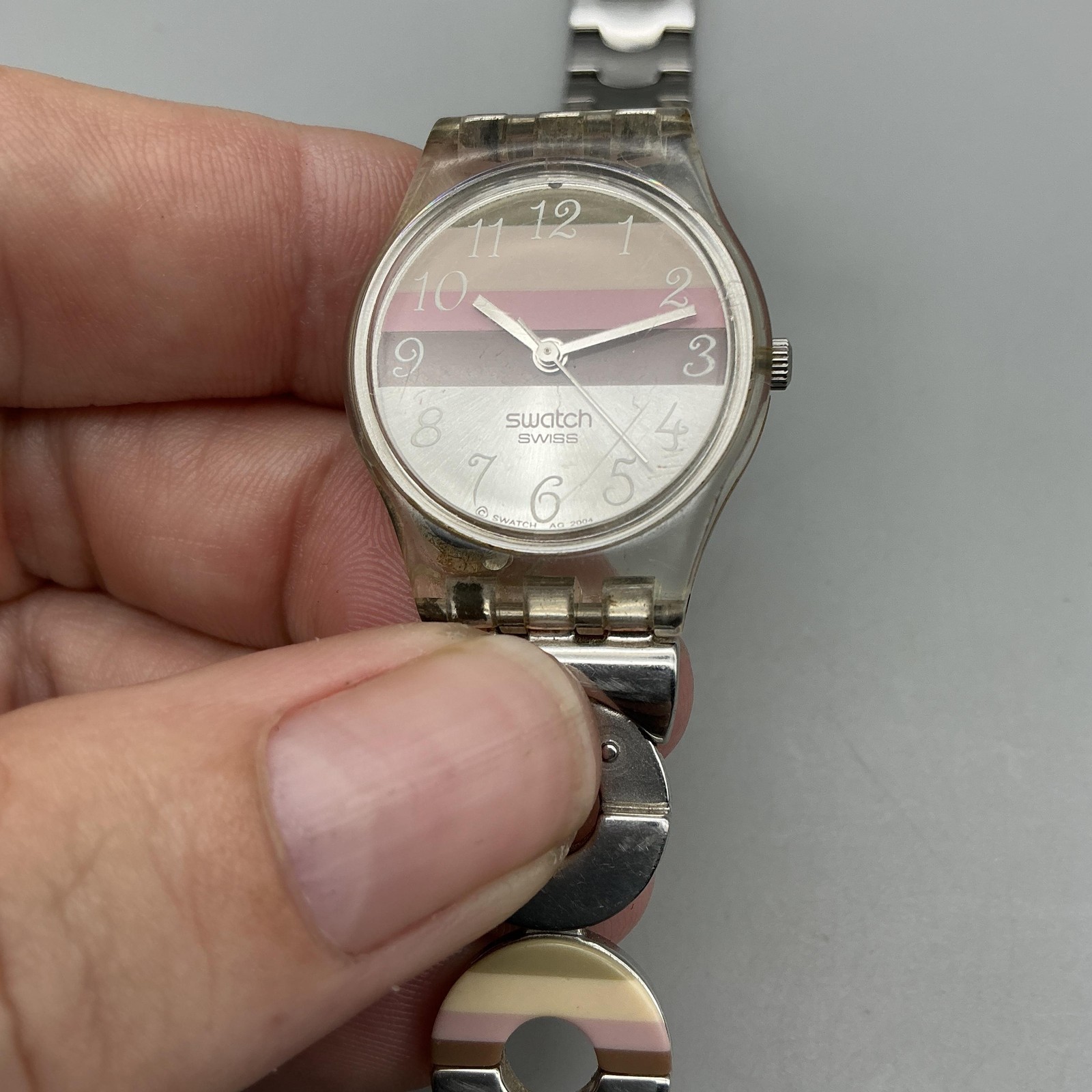 Vintage Swatch Metallic Dune Womens Watch 25mm Stainless Swiss New Battery 7.75″