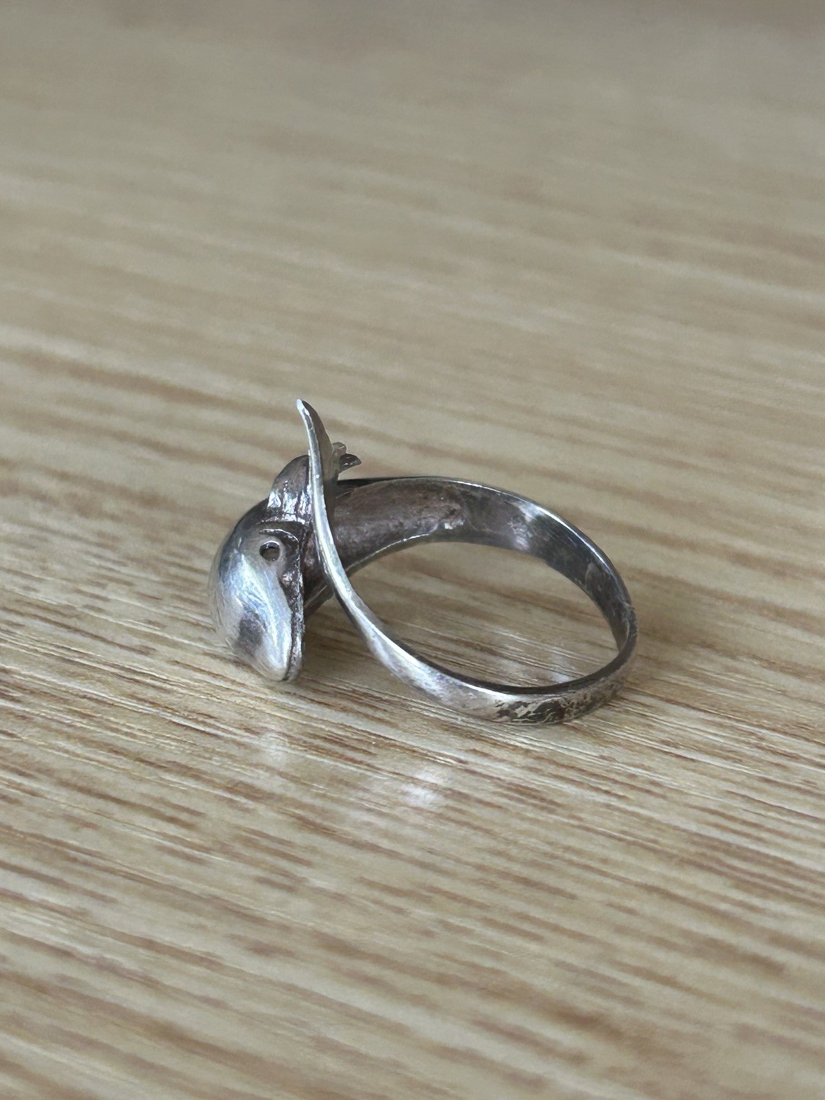 Vintage 925 Sterling Silver Dolphin Wrap Tail Ring Size 7 Unique Animal Jewelry
