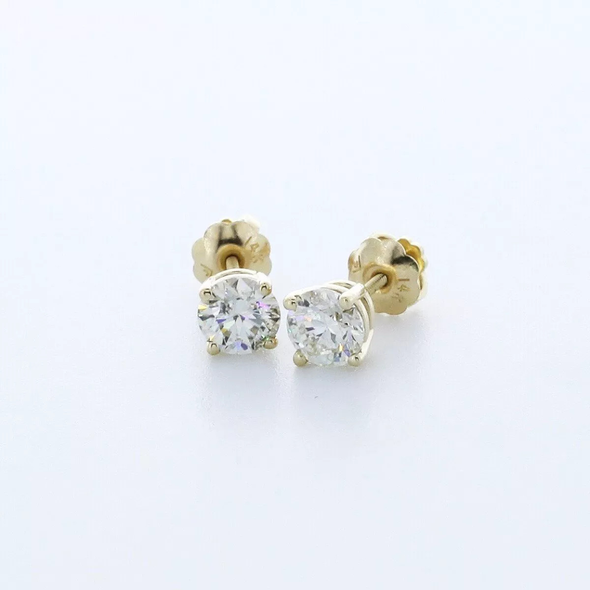 Stud Earrings Solid 14K White Gold Classic 1.11 CT Round Natural Diamond H SI2