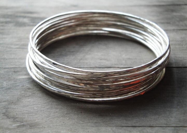 Hammering Designer Set Off 7 Beautiful Stylish Lovely 925Sterling Silver Bangles
