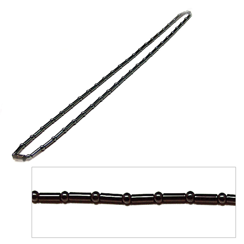 Accents Kingdom Unisex Magnetic Hematite Slender Cylindrical Bead Necklace