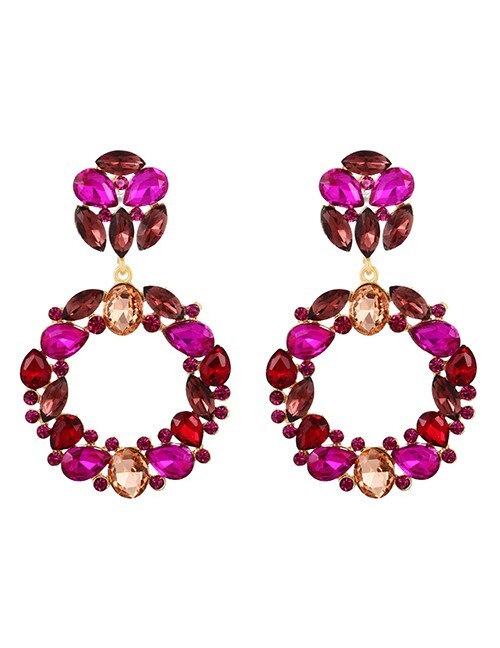 Rhinestone Chandelier Earrings Bridal Wedding Jewelry Pageant Prom Pink 2.75″
