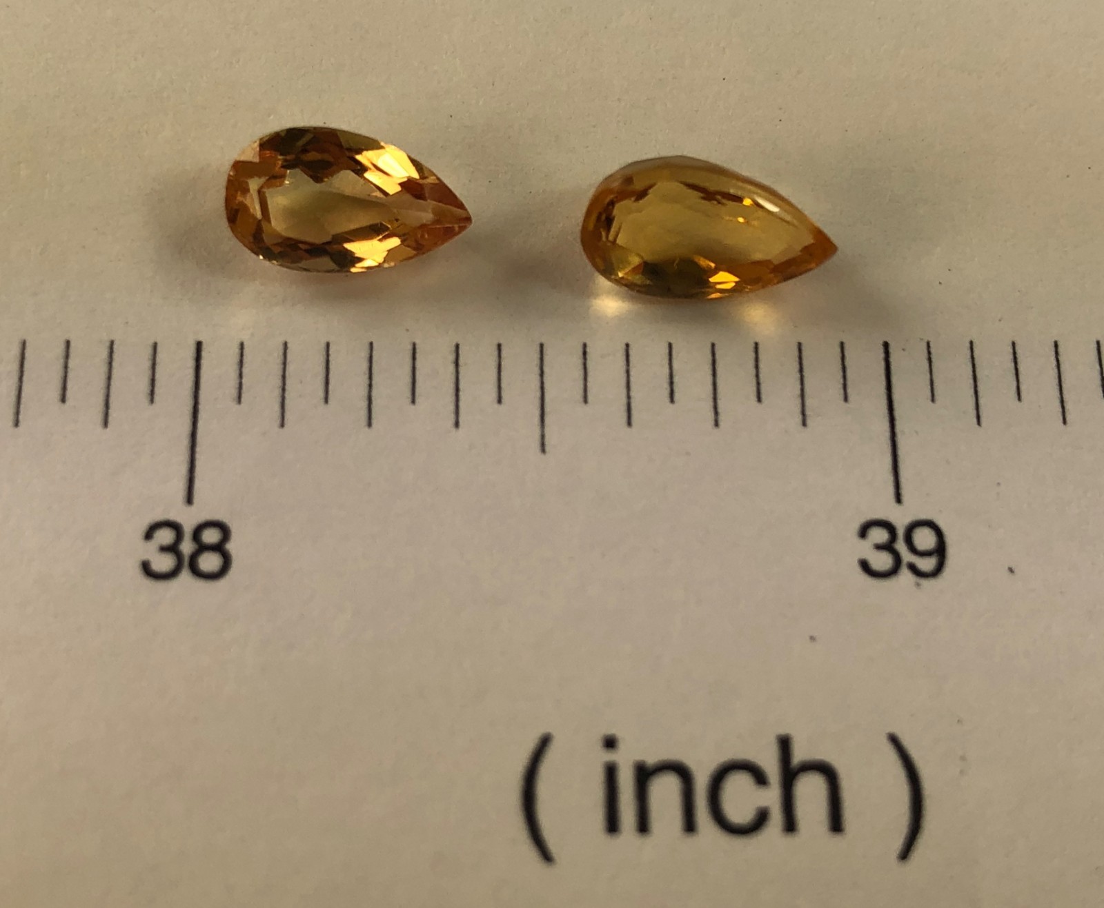 Imperial Topaz Pair 3.30 Ct Total Clarity IF Pear Cut Natural Golden Brazil I098