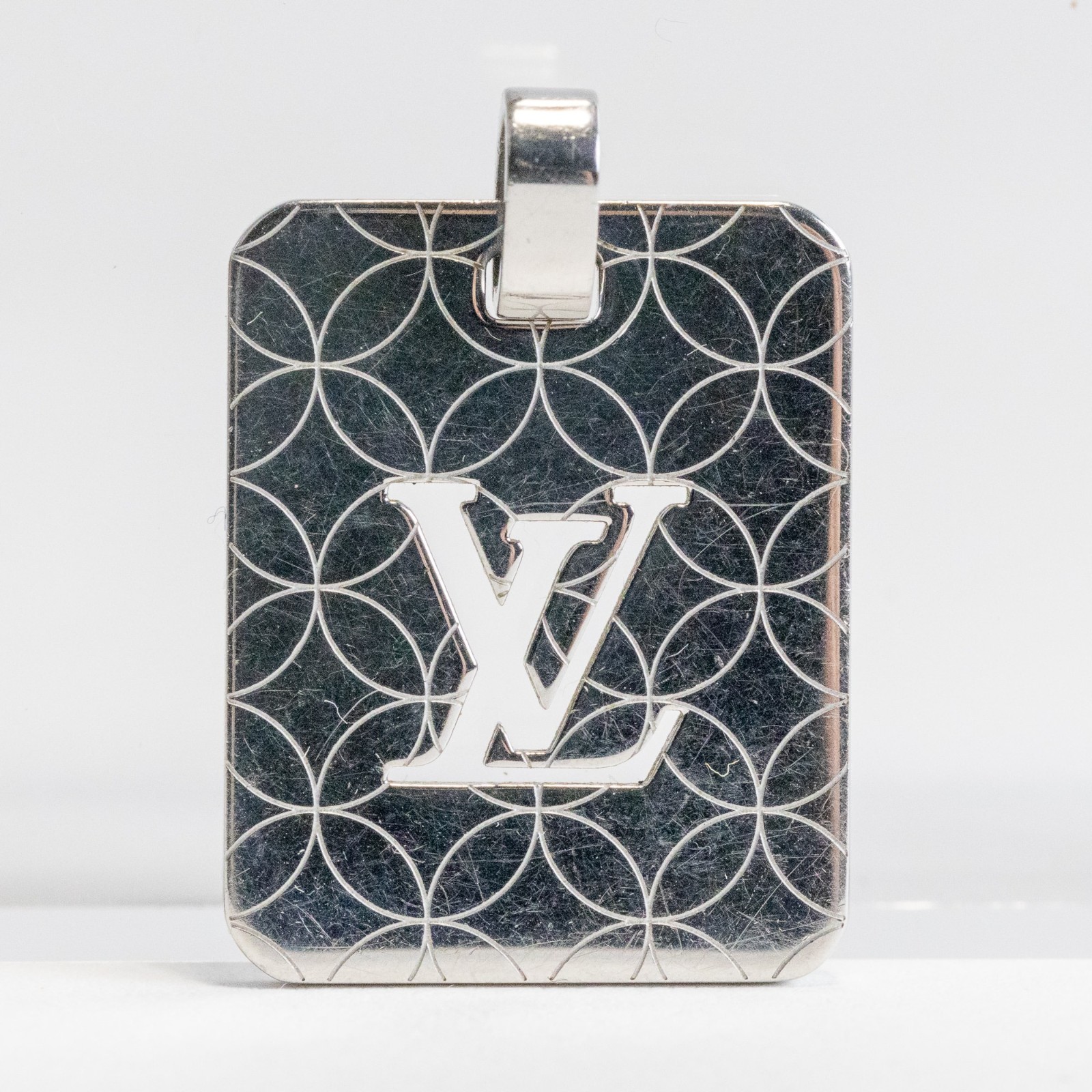Louis Vuitton LV Champs Elysees PM M65452 Pendant Top Silver Plate Men Auth