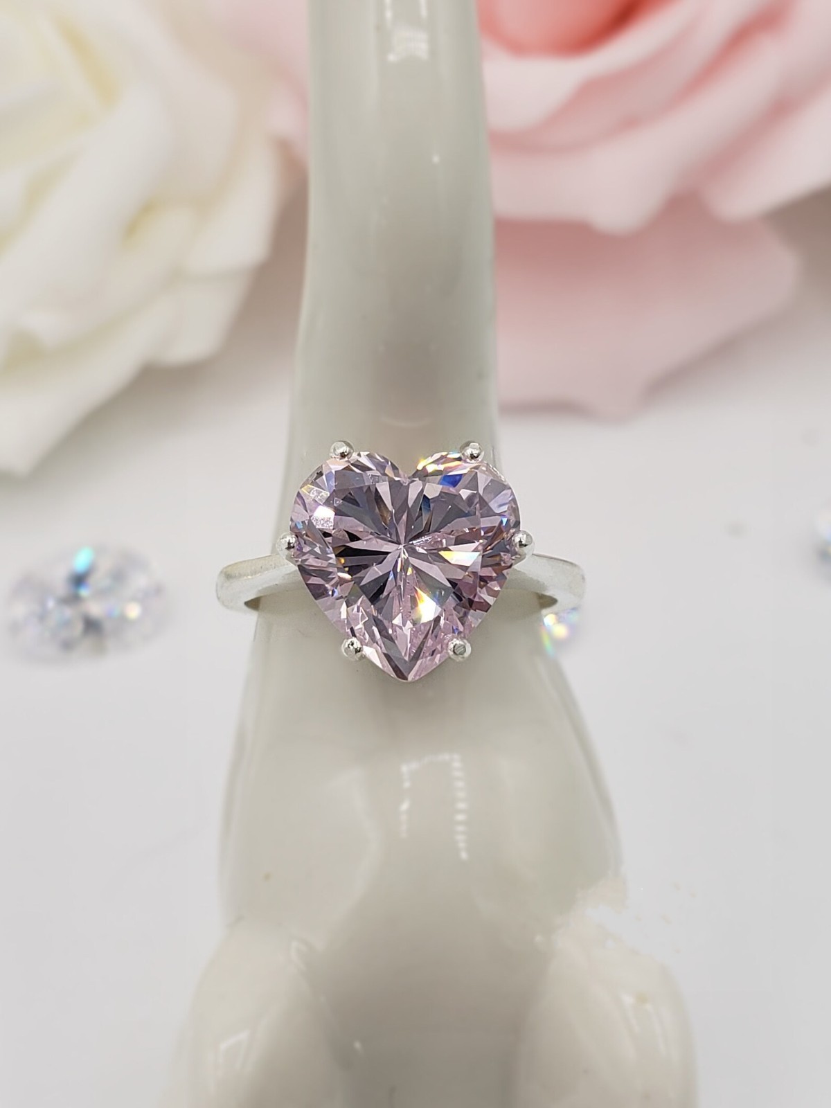 2.50 Ct Certified Heart Cut Solitaire White Treated Diamond 925 Silver Ring