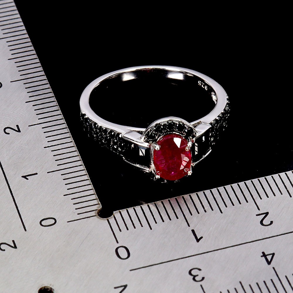 925 Sterling Silver Ring Oval Ruby 7x5mm Spinel Natural Gemstone Jewelry Size 9