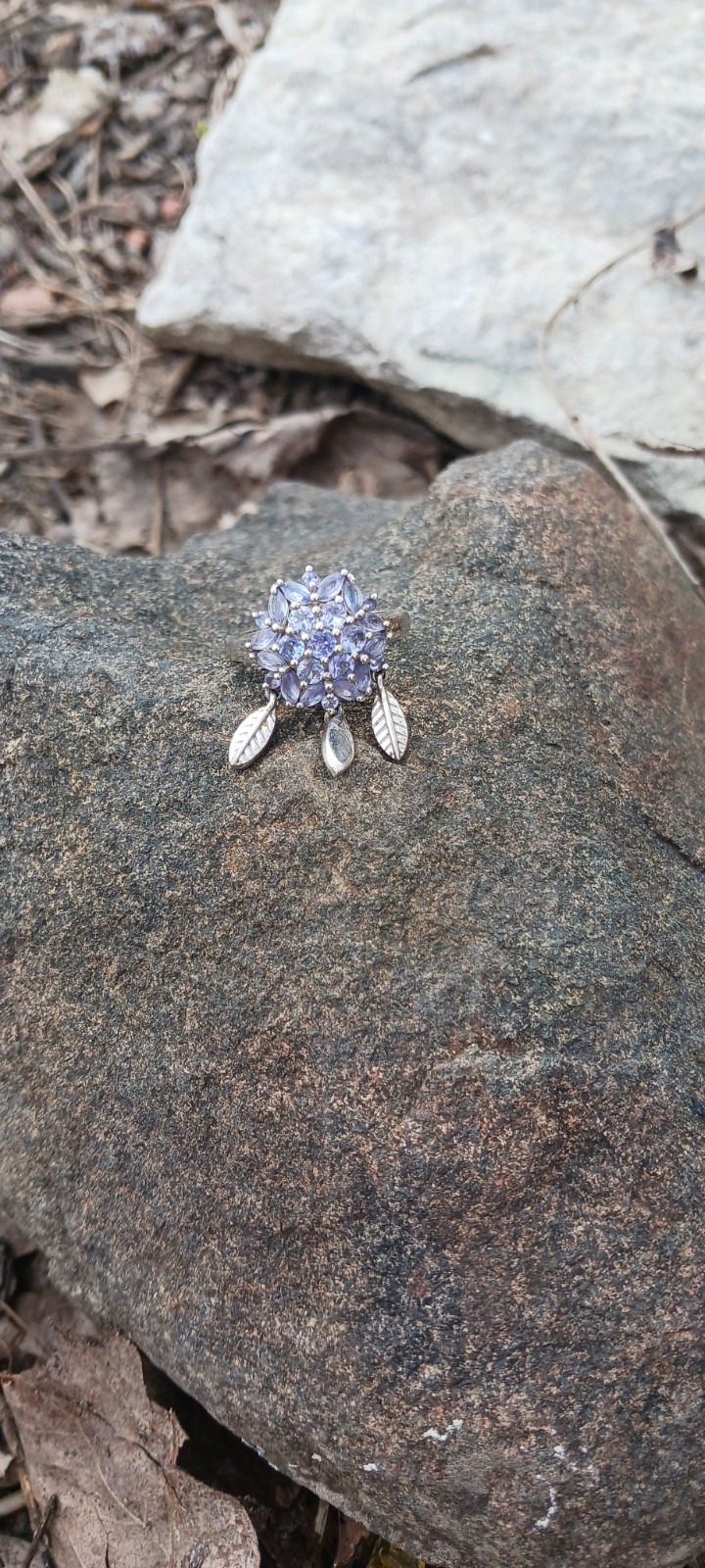Tanazanite Dream Catcher Ring SZ8. In Rhodium Over Sterling Silver 1.90ctw