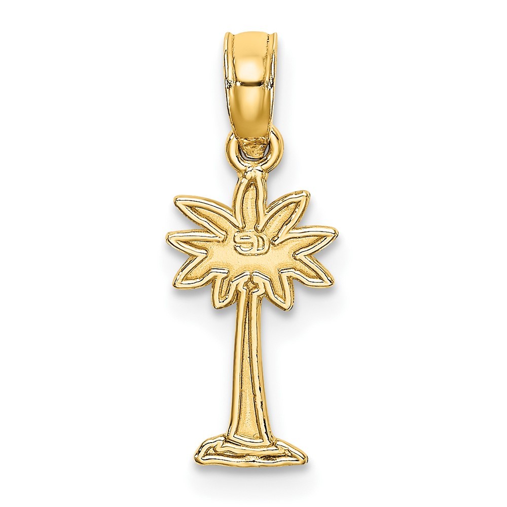 10k Yellow Gold Textured Mini Palmetto Palm Tree Charm Pendant L-17.4 mm