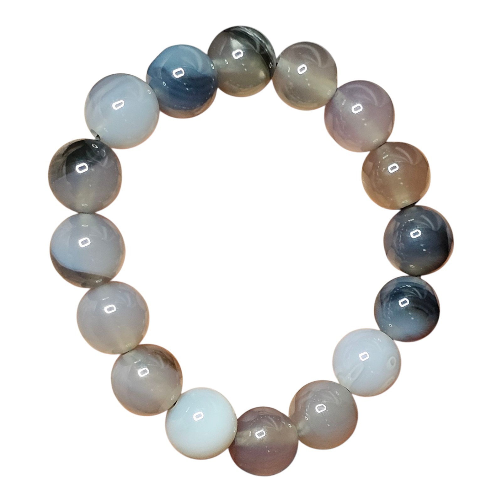 Volcano Agate Natural Crystal Bracelet 12.3mm UV Reactive