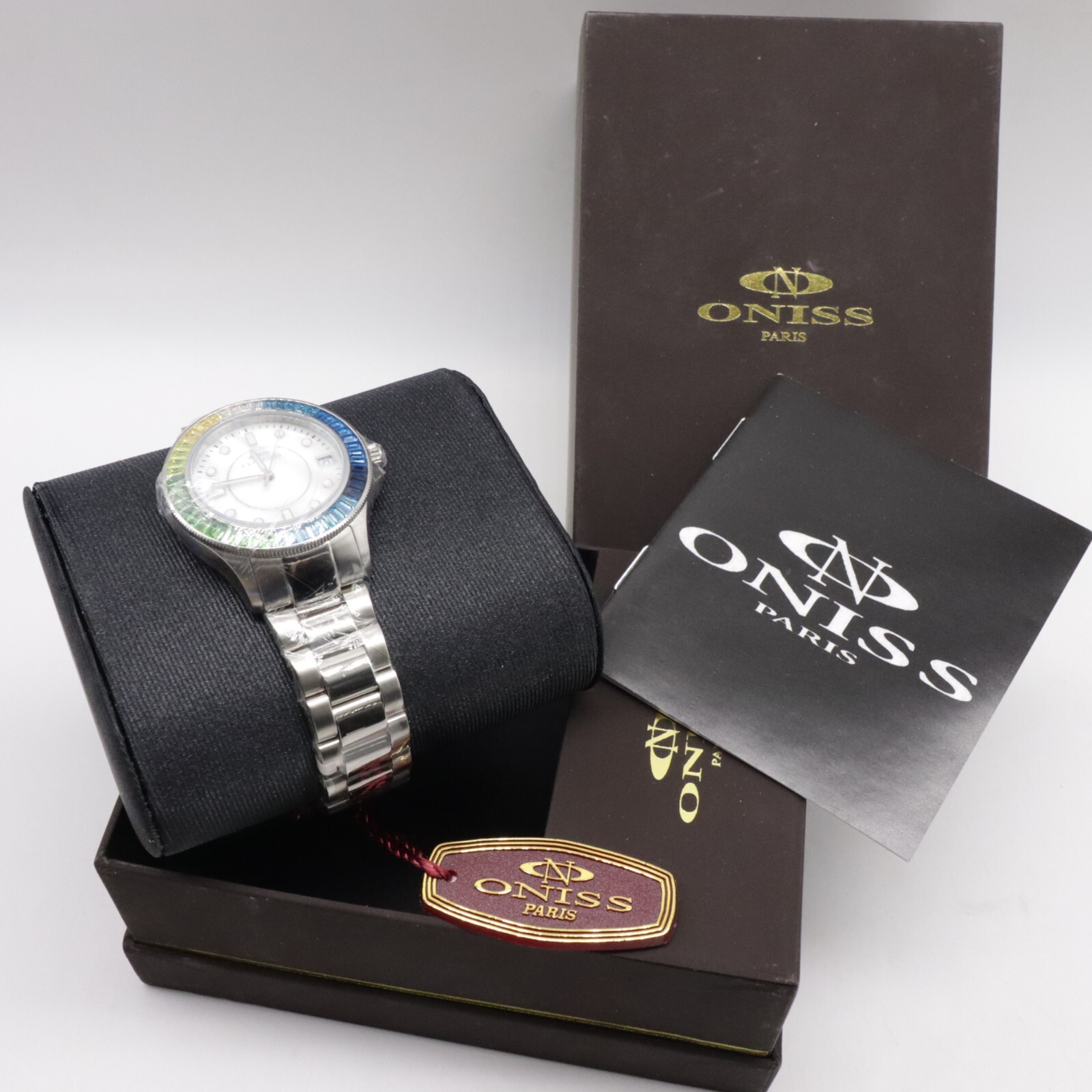 Oniss Paris Women’s Watch ON7323 Ceramic Ladies Quartz Color Austria Crystal New