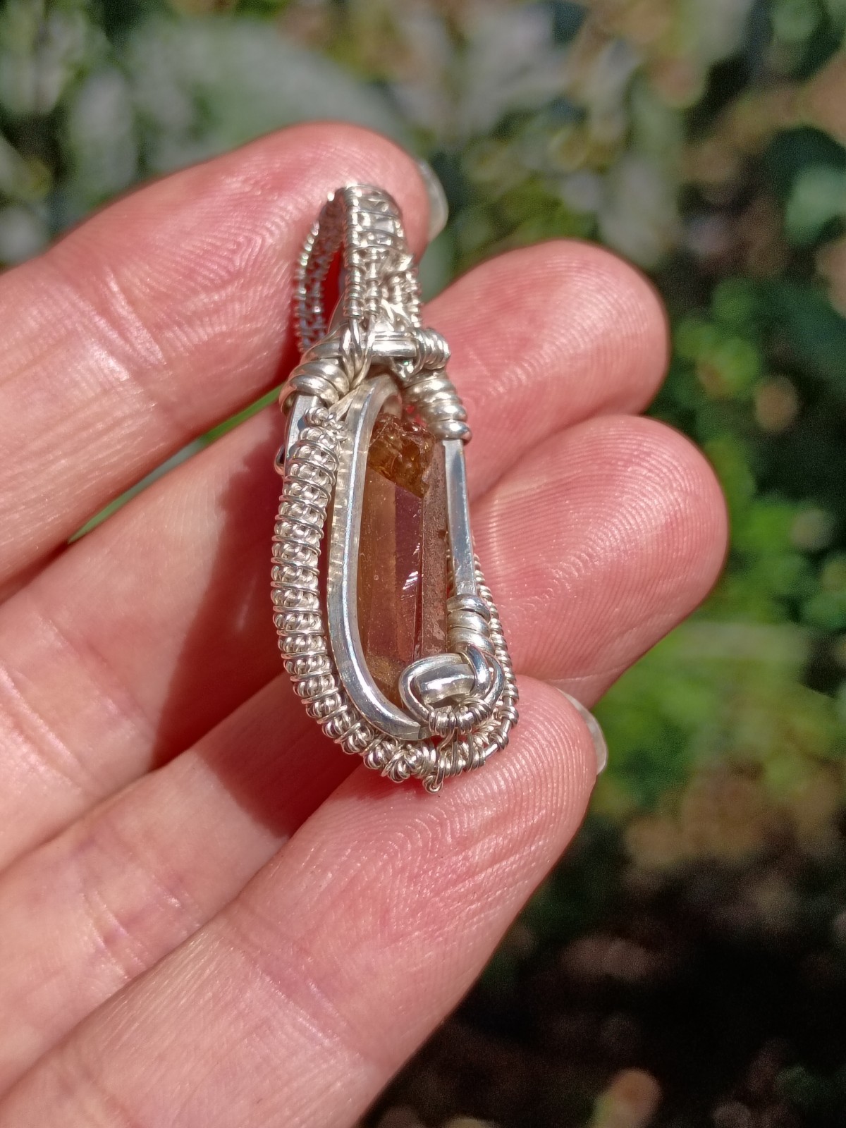 Citrine Crystal Pendant Sterling silver handcrafted amulet elegant necklace