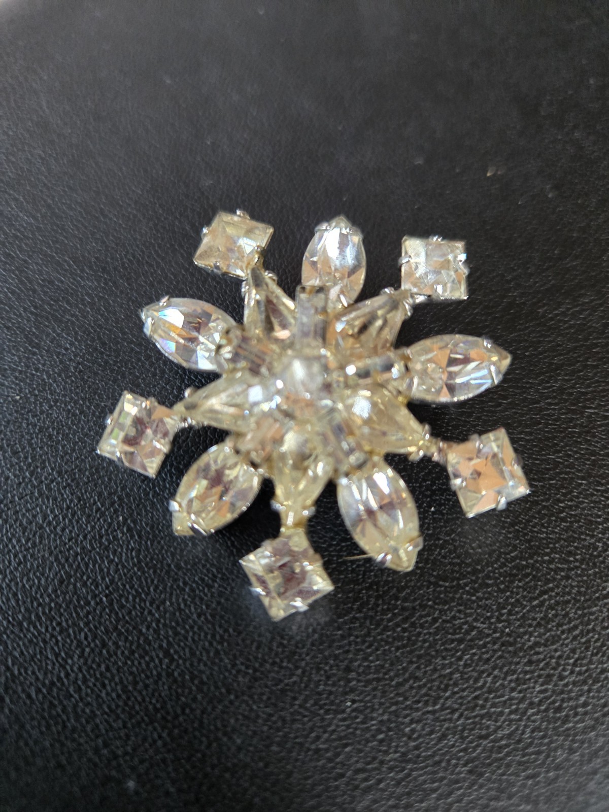 Bling Sparkle Brilliant Vintage Clear Rhinestone Brooch Large