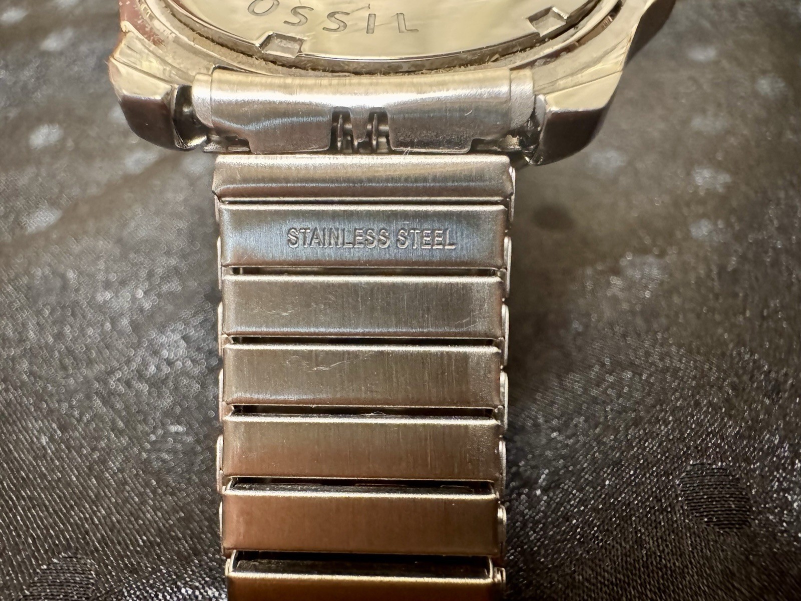 Fossil ES2344 Women’s Silver Tone Crystal Bezel Multifunction Watch Stretch Band
