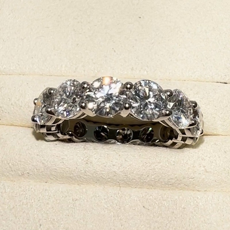 5.50TCW Round Cut Moissanite Eternity Wedding Band Ring 14k White Gold Plated