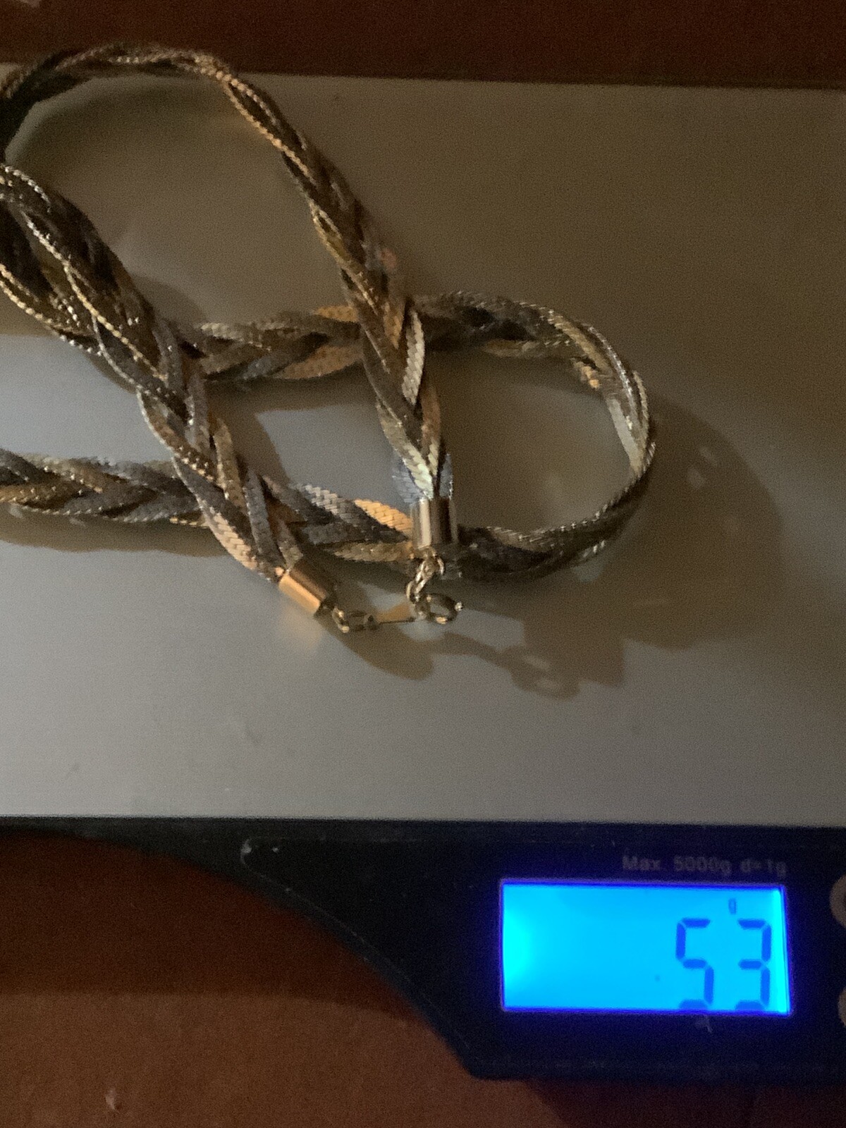 VTG SIGNED KOREA 24″ Copper/ Gold/Silver Tri-Color Braided~ Beautiful