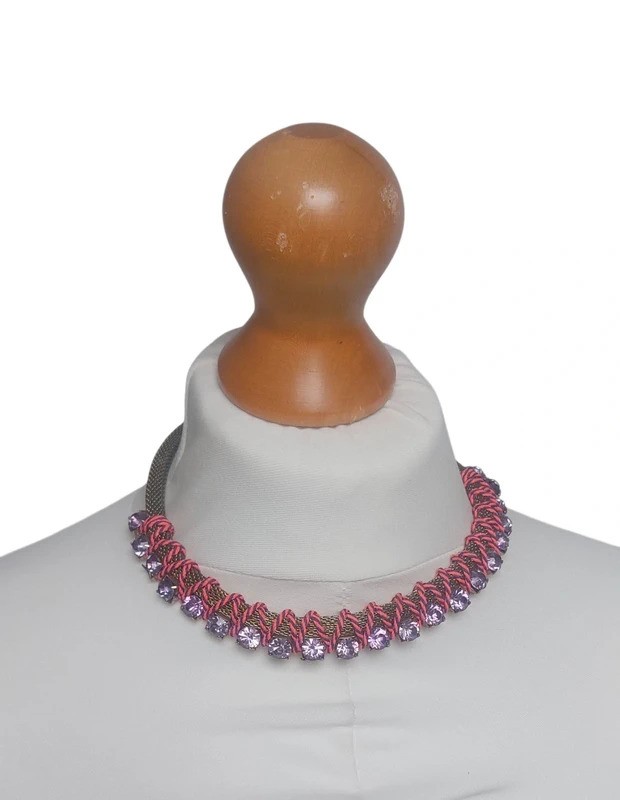 Topshop Freedom Statement Necklace | Pink & Purple Gem short collar Necklace