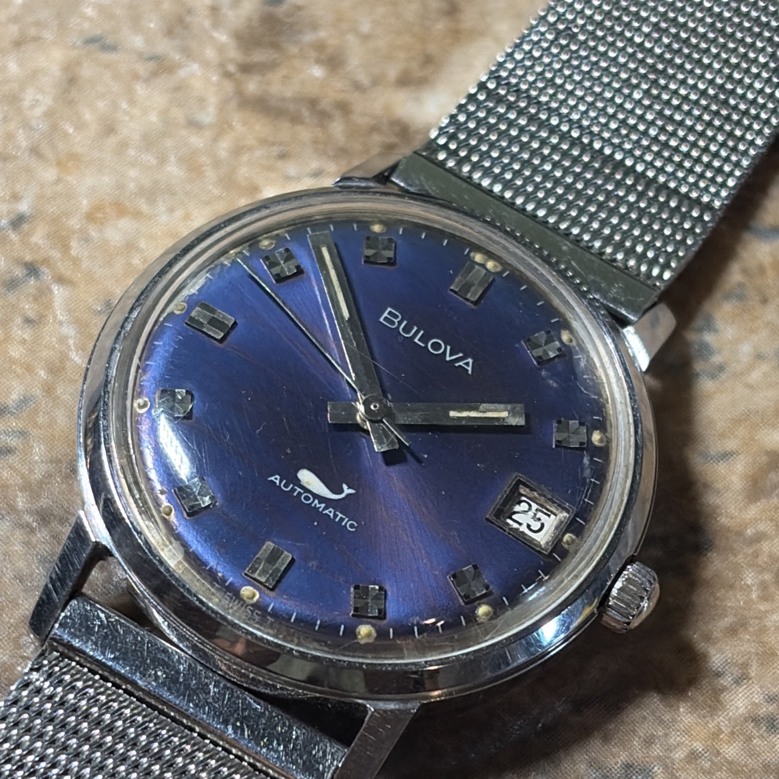 Vtg BULOVA Sea King Men’s Automatic 11 ANACD Watch Date Blue dial (Repair) READ