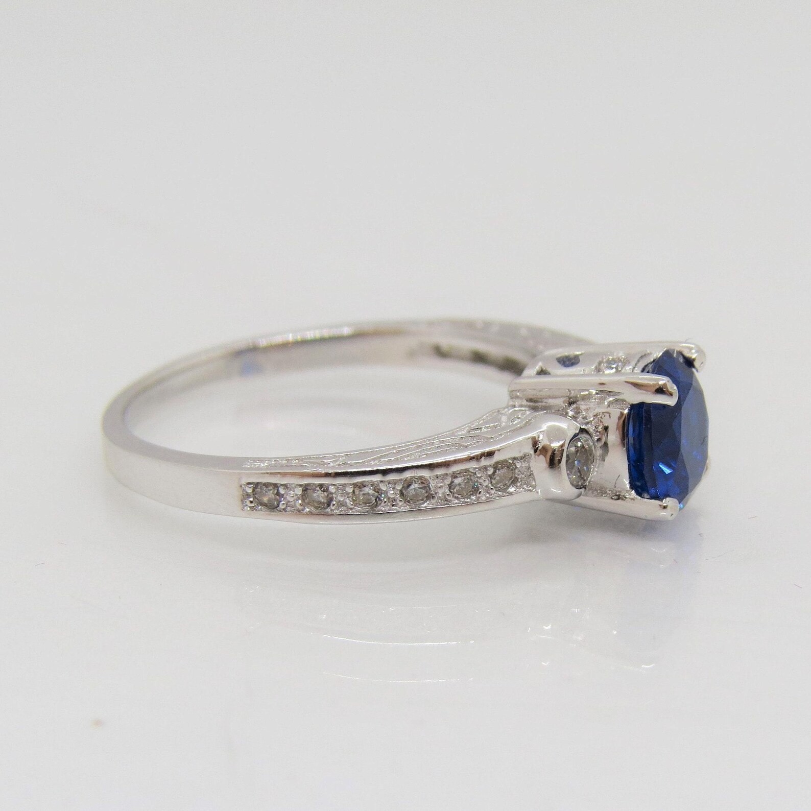 2.50 Ct Round Cut Natural Sapphire Diamond Wedding Ring 14K Solid White Gold 6