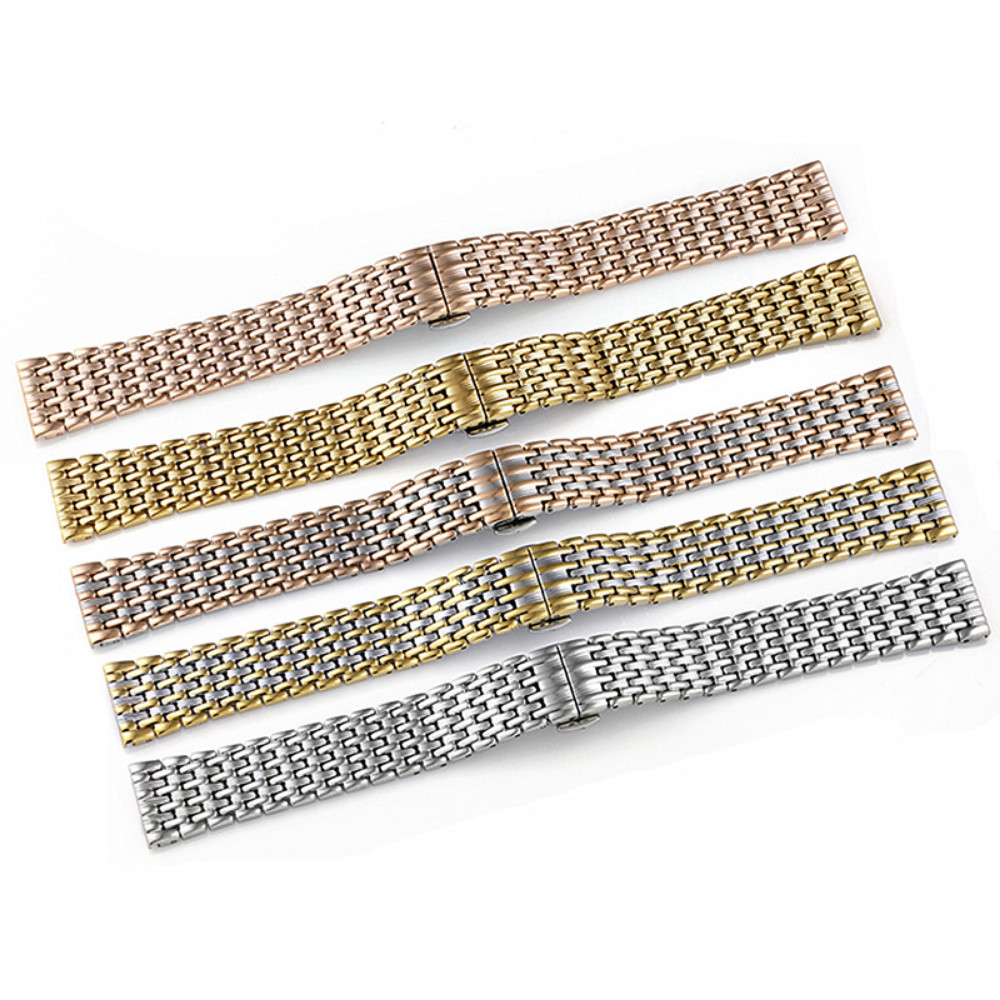 Ultra-thin Solid Stainless Steel Strap Premium Butterfly Clasp Watch Band12-22mm