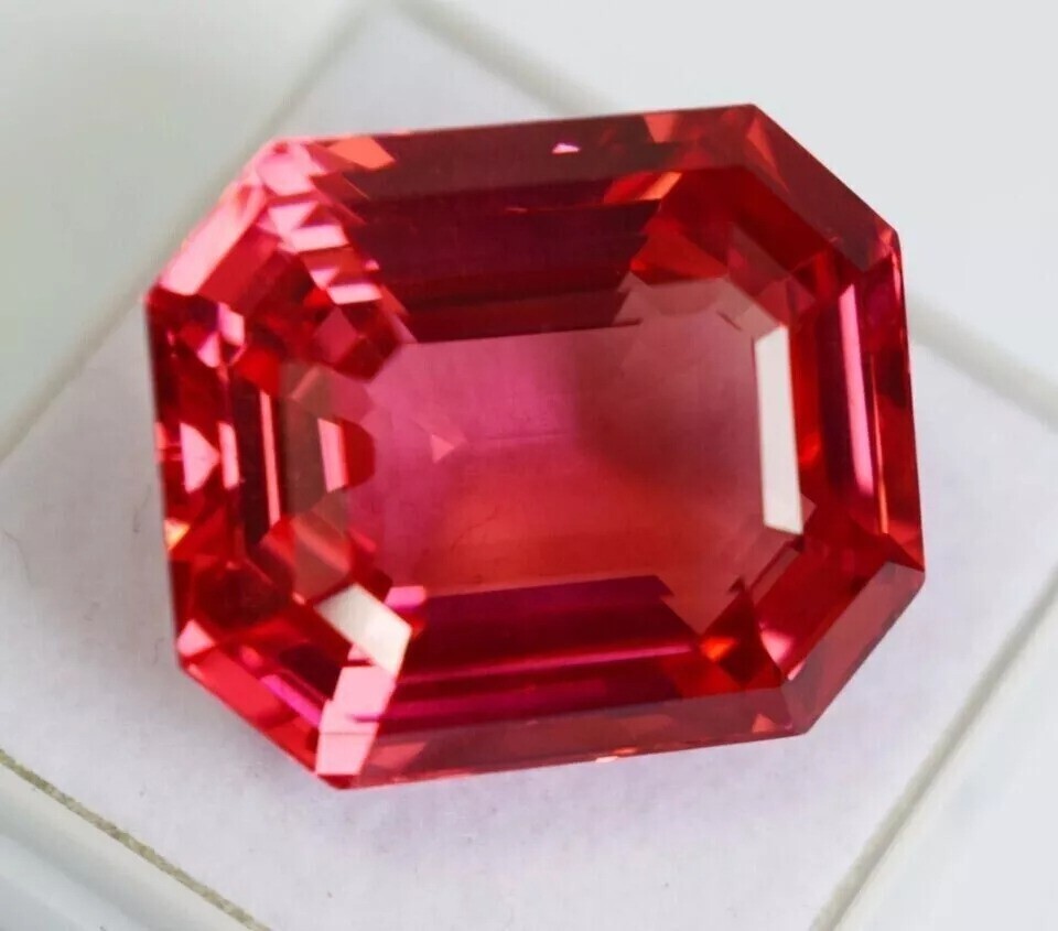 EMERALD CUT CERTIFIED LOOSE GEMSTONE NATURAL PADPARADSCHA SAPPHIRE 50 CT+ BEST
