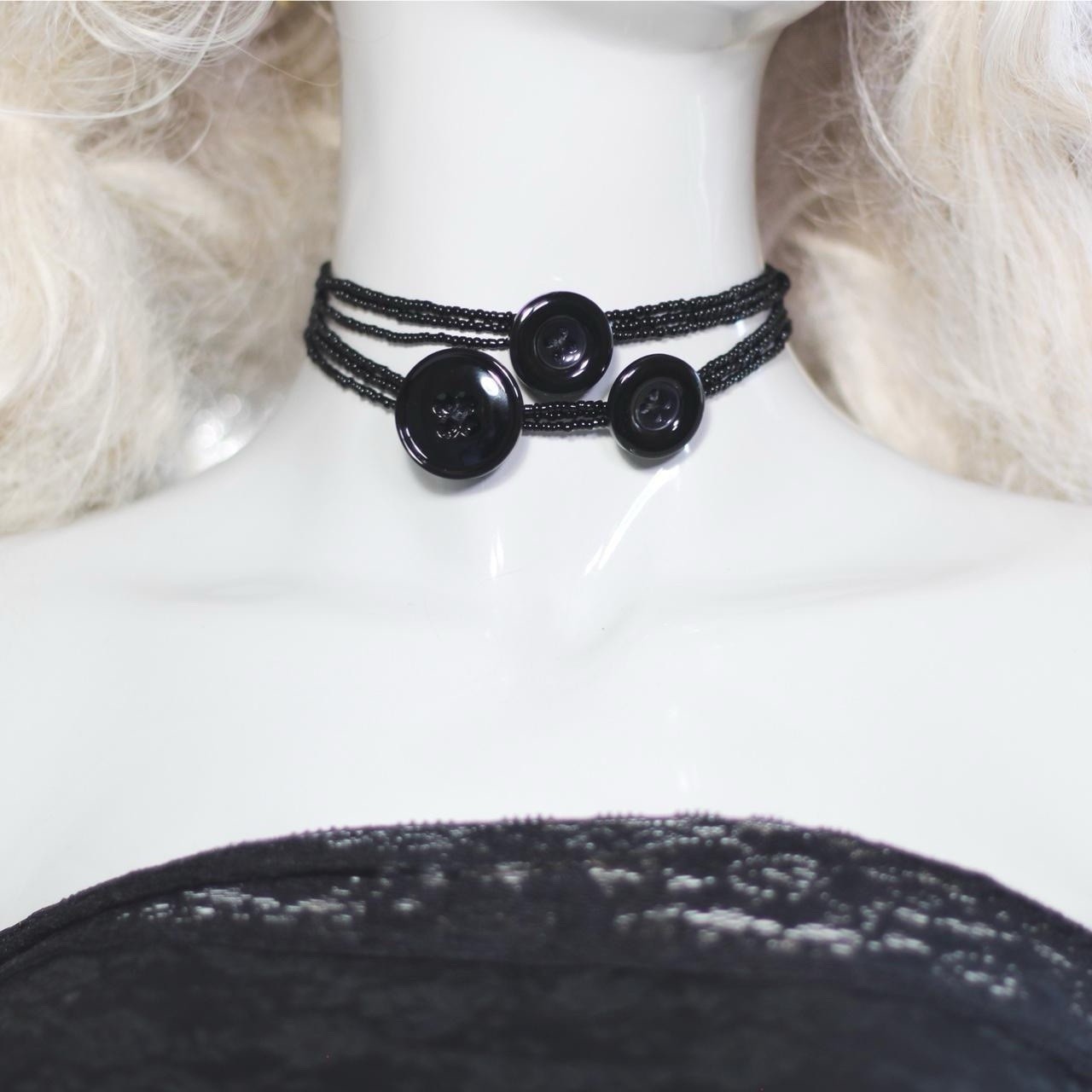 Handcrafted Black Bead Button Choker #goth #whimsygoth PLUS a MYSTERY GIFT