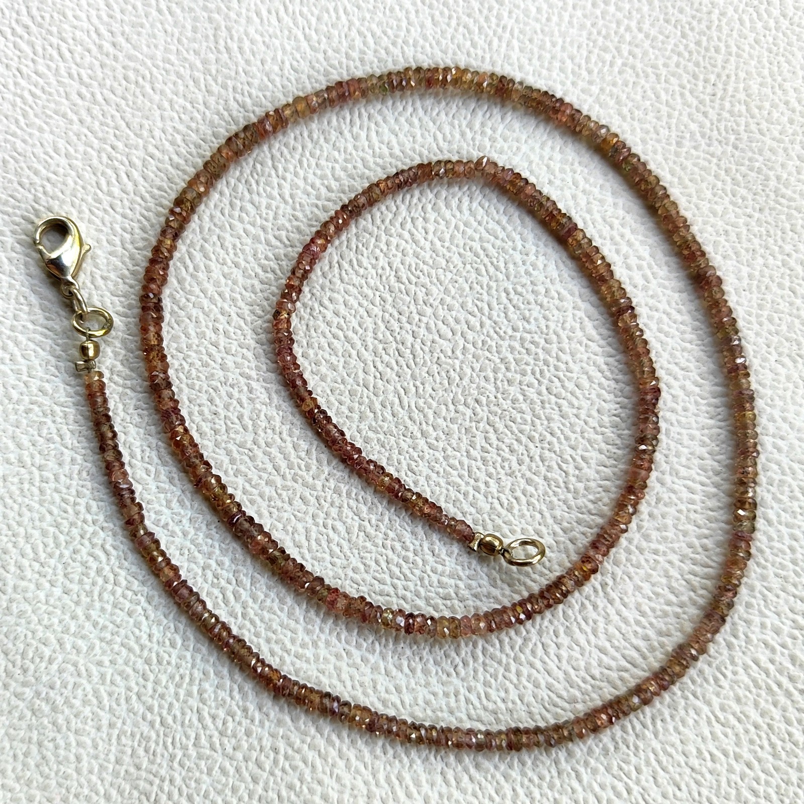 Natural Madagascar Brown Sapphire 2.5-3mm Faceted Rondelle Bead 19″ Necklace