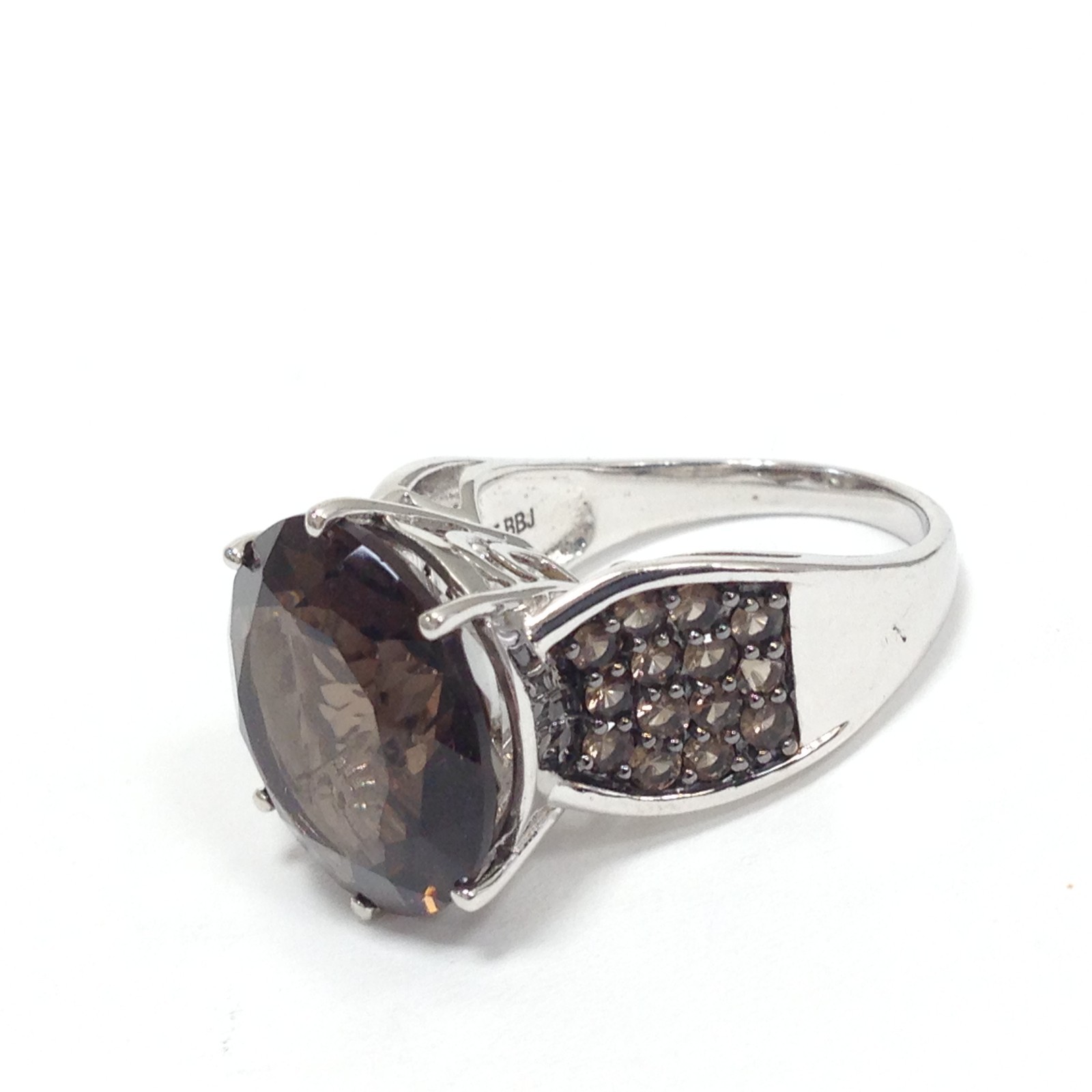 BBJ Bangkok Ratnaraj Sterling Silver Smoky Quartz Gemstone Statement Ring Sz 8