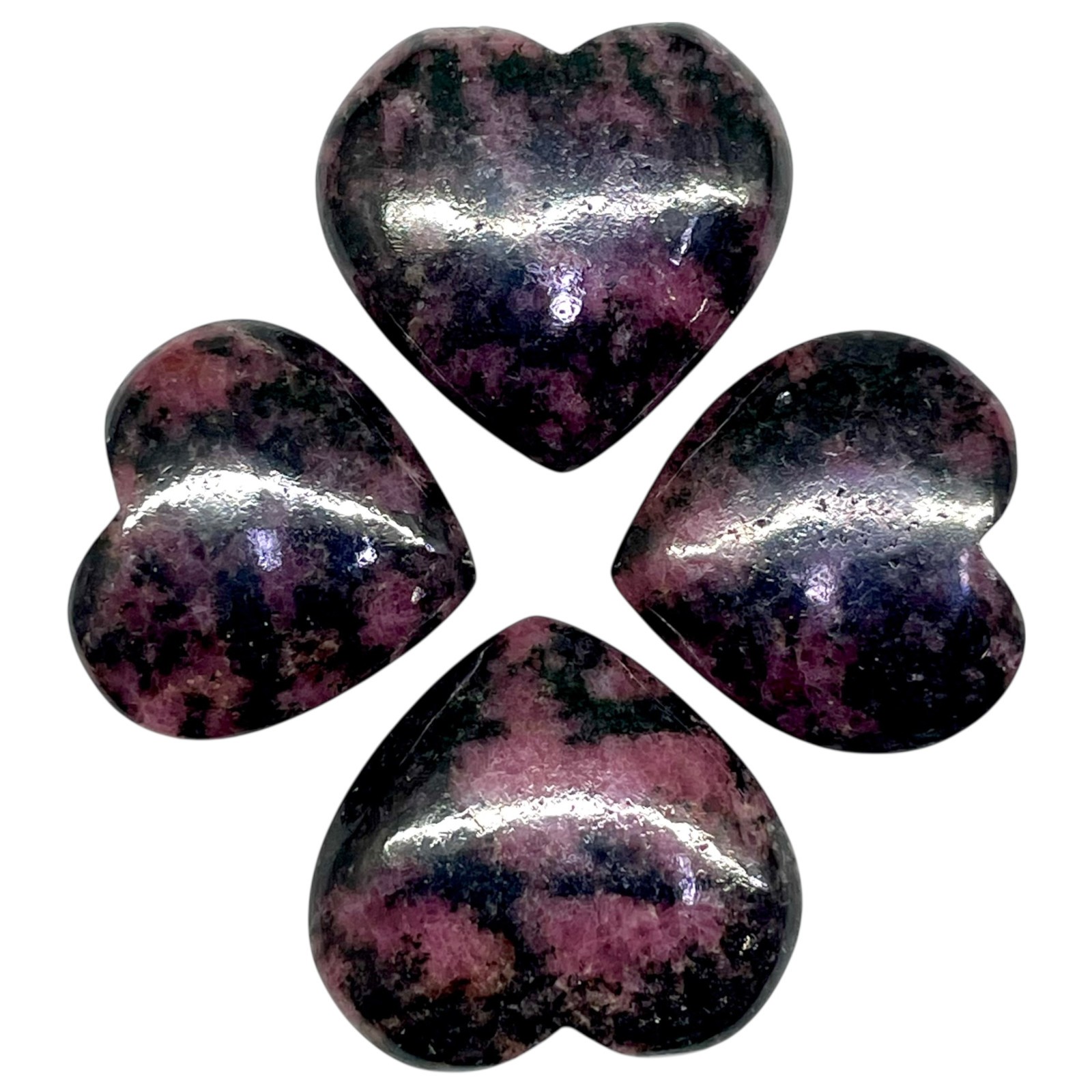 4 Pcs Natural Red Rhodonite 25-29mm Heart Shape Pendant Size Loose Gemstones Lot