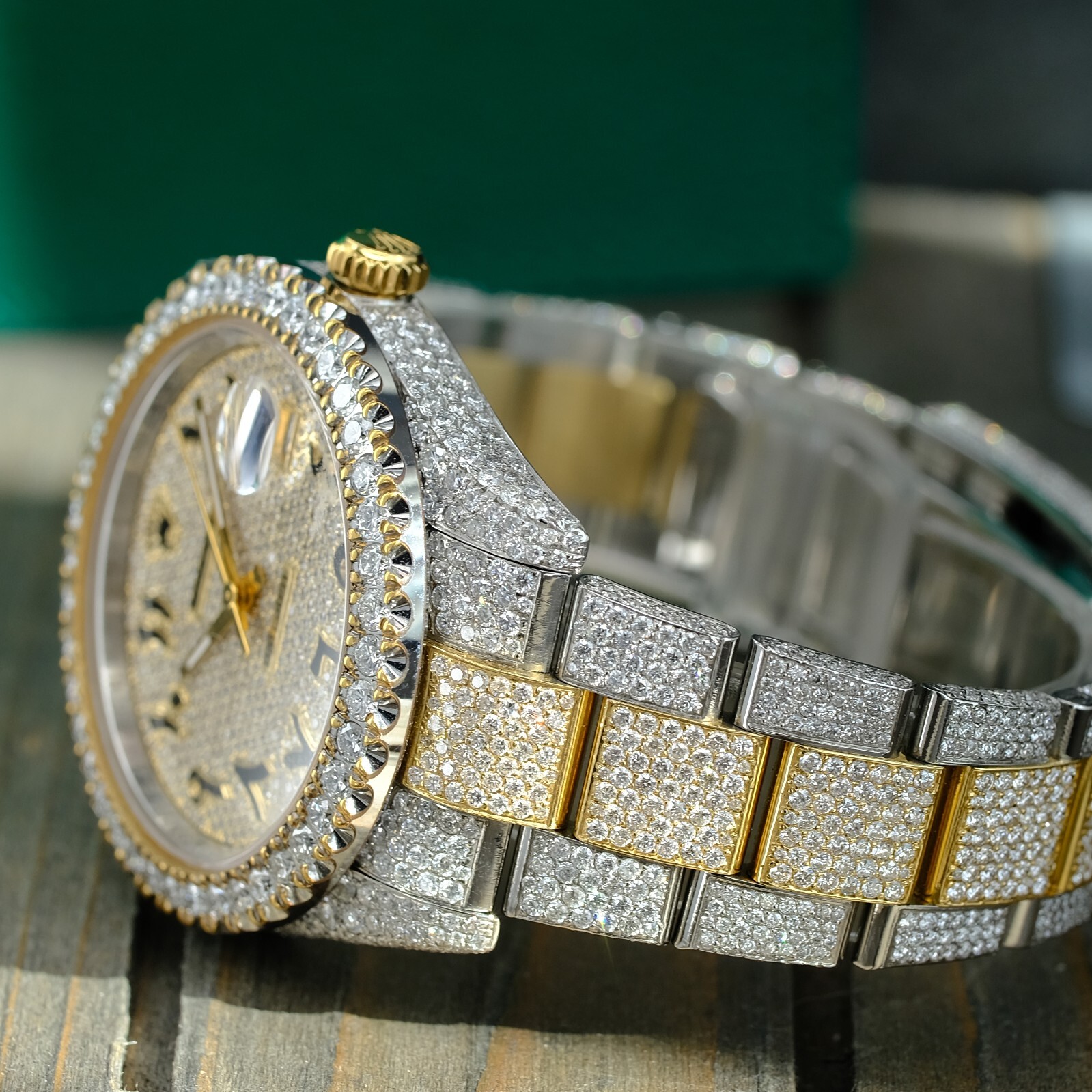 ROLEX MENS DATEJUST II 126333 MENS WATCH 41MM FULL LOADED ICED OUT APPROX 14CTS