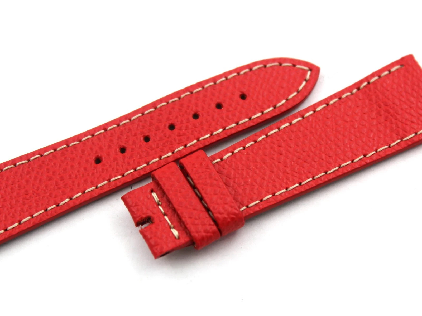 Genuine Red Leather Watch Strap Various Sizes Flat Pin Buckle New