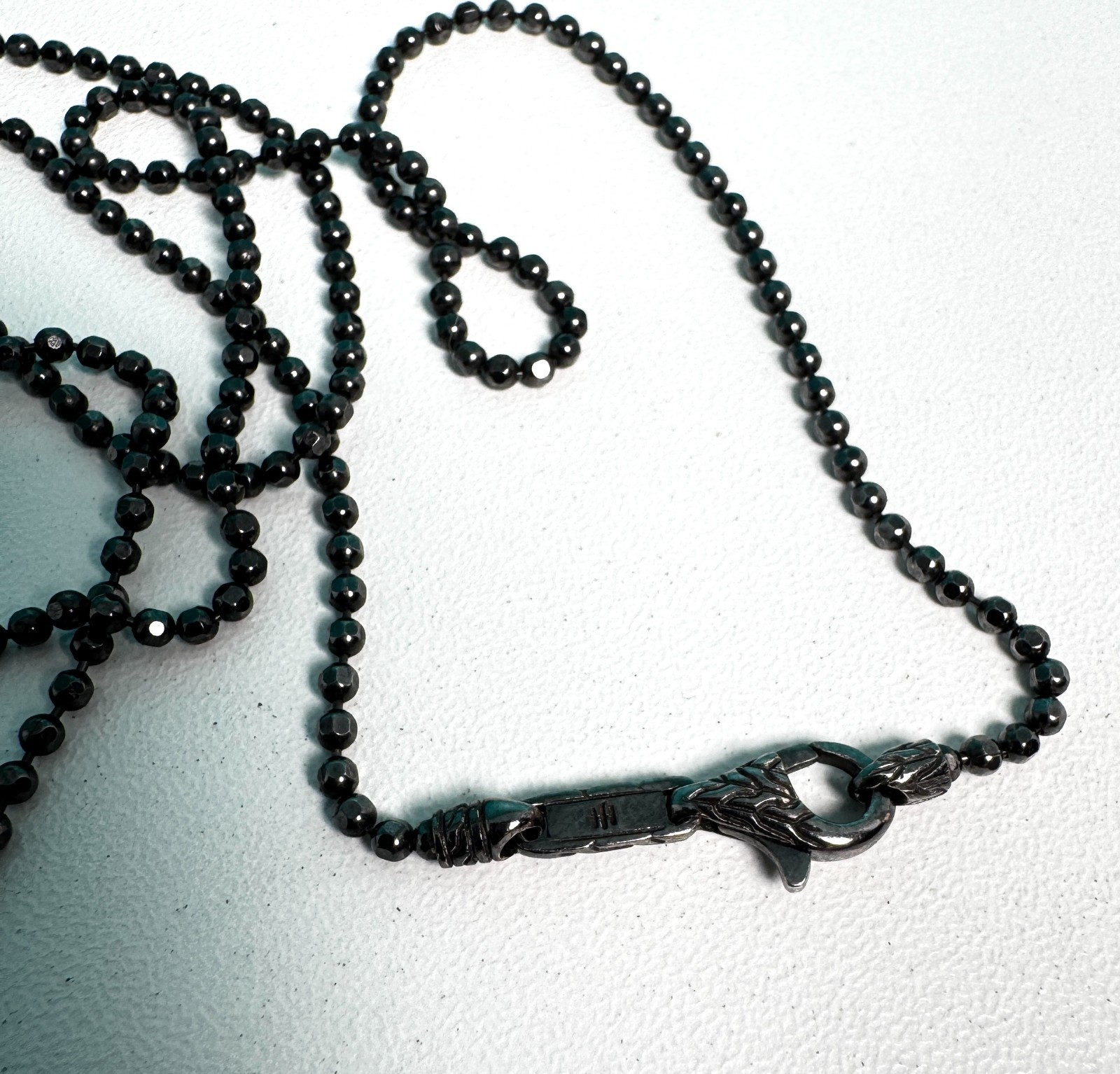 John Hardy 2mm Ball Chain Necklace Sterling Silver with Black Rhodium – 22in