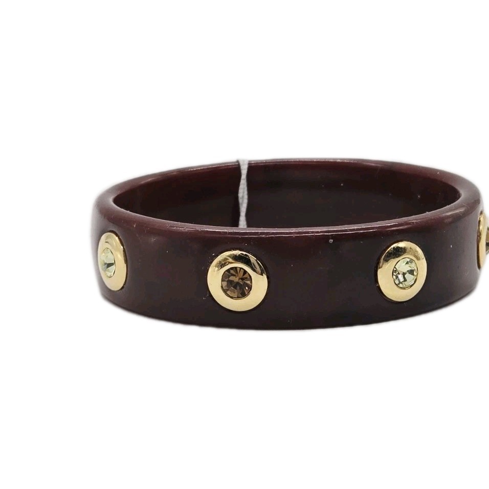 Etienne Aigner Bracelet Bangle Brown Crystal Accent Chunky 9.5 in OSFM NWT