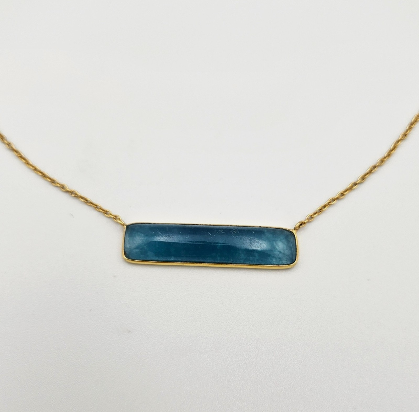 Argento Vivo Bar Pendant Necklace Gold Plated Silver Aquamarine