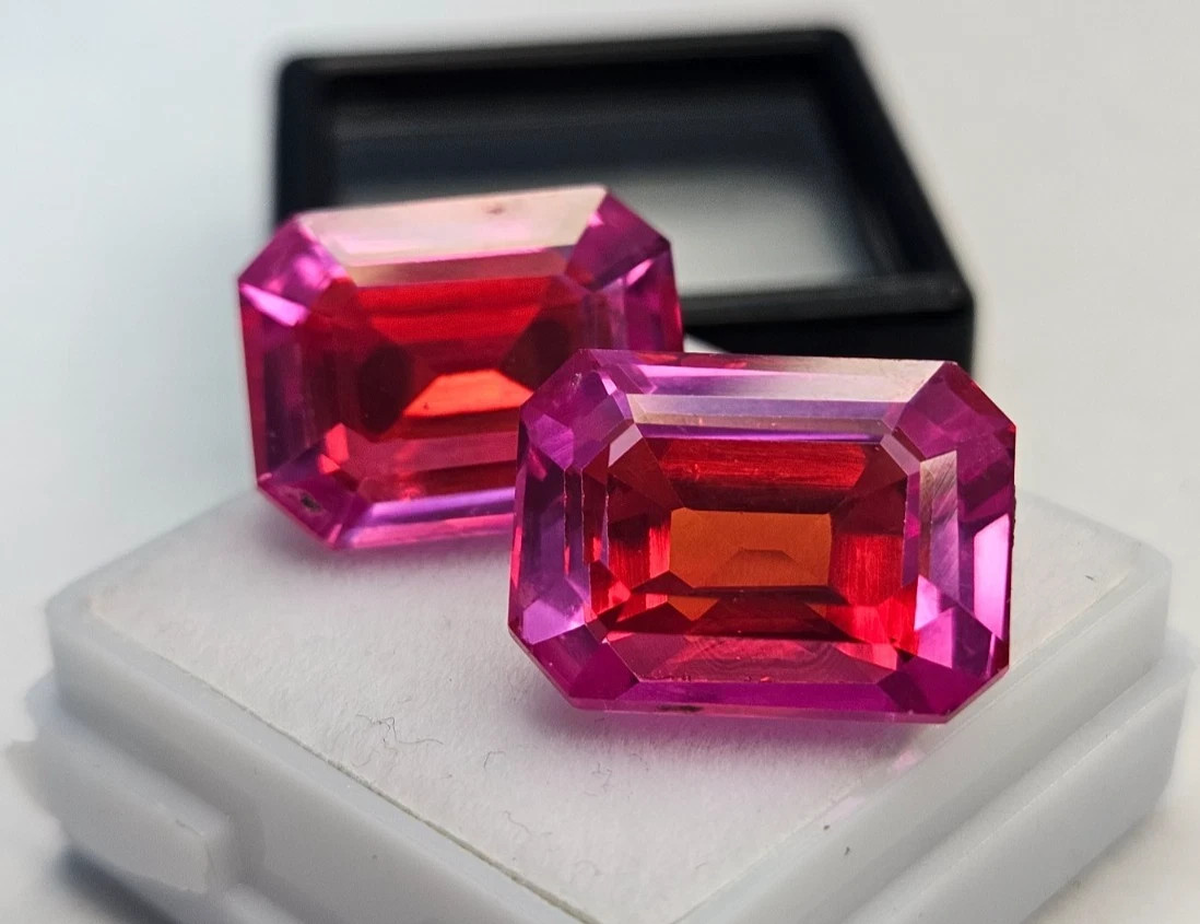 Emerald Cut Pitambari Sapphire 34+ Ct Natural Certified Pair Gemstone FR-026